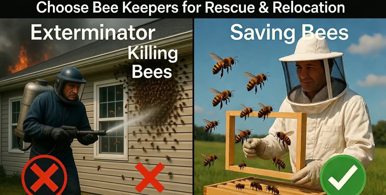 Beekeeper Protecting Bees from Removal