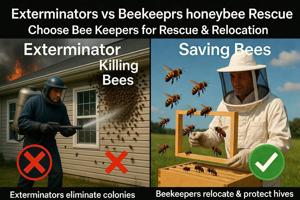 Beekeeper Protecting Bees from Removal